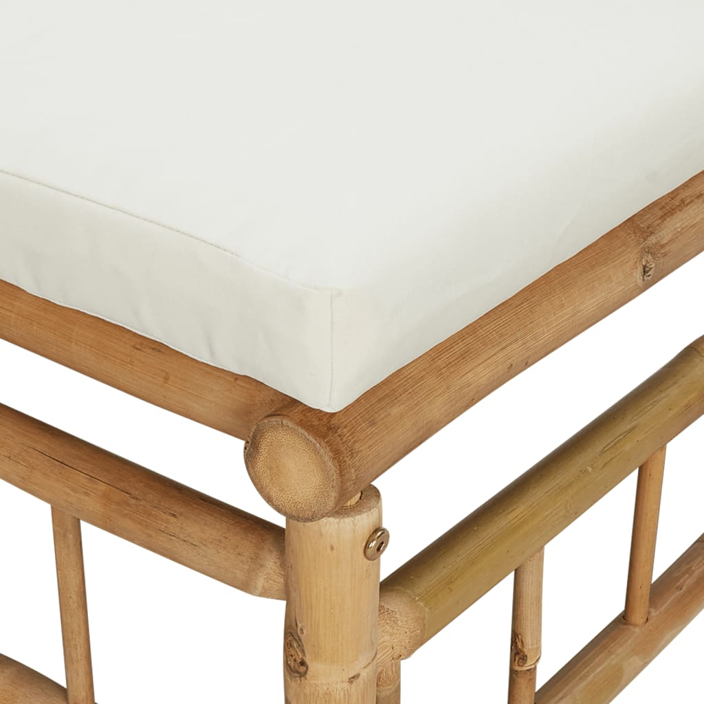 vidaXL Patio Corner Sofas with Cream White Cushions 2 pcs Bamboo