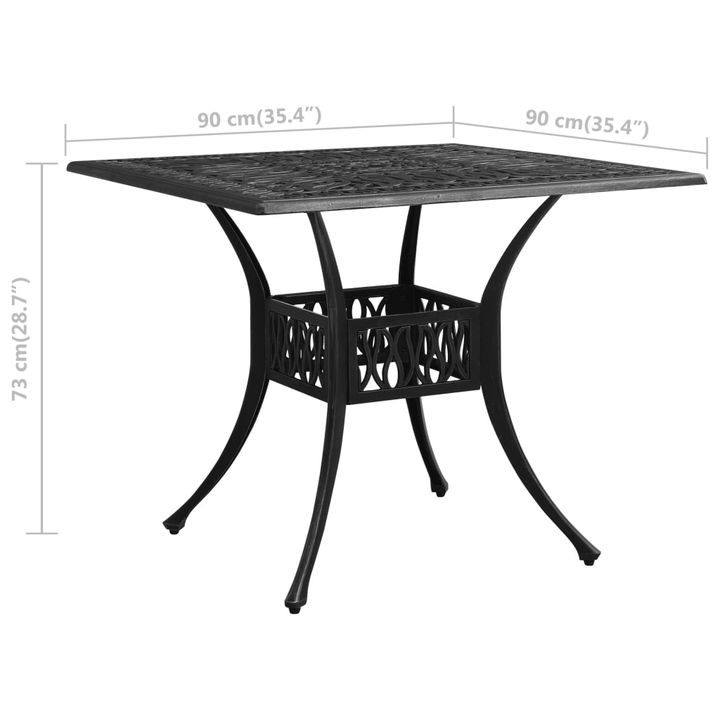vidaXL Patio Table Black 35.4"x35.4"x28.7" Cast Aluminum