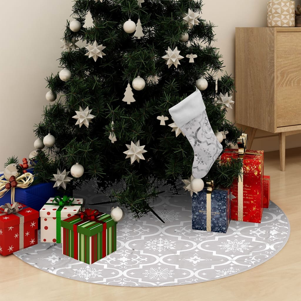 vidaXL Luxury Christmas Tree Skirt with Sock White 4 ft Fabric