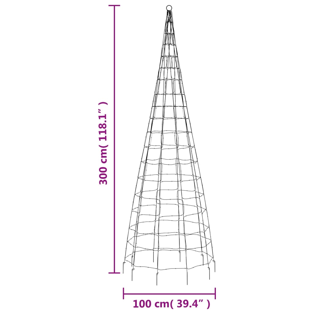 vidaXL Christmas Tree Light Cone 570 LEDs Colorful 118.1"