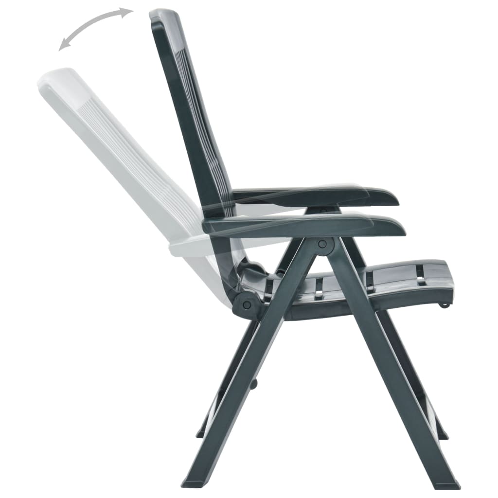 vidaXL Patio Reclining Chairs 2 pcs Plastic Green