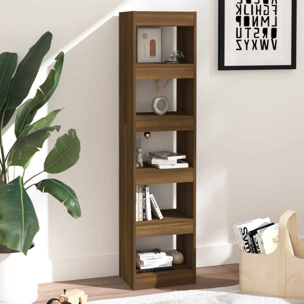 vidaXL Book Cabinet/Room Divider Brown Oak 15.7"x11.8"x65.4"