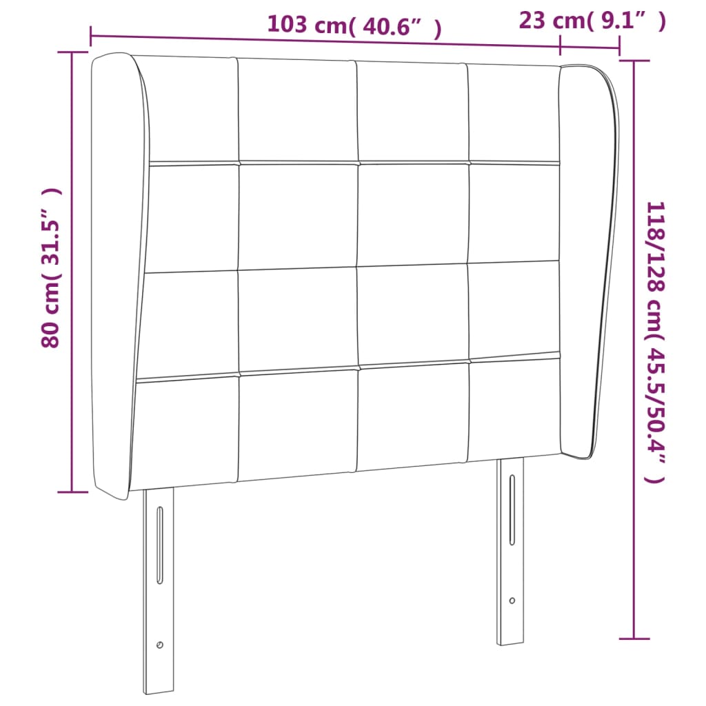 vidaXL Headboard with Ears Light Gray 40.6"x9.1"x46.5"/50.4" Velvet