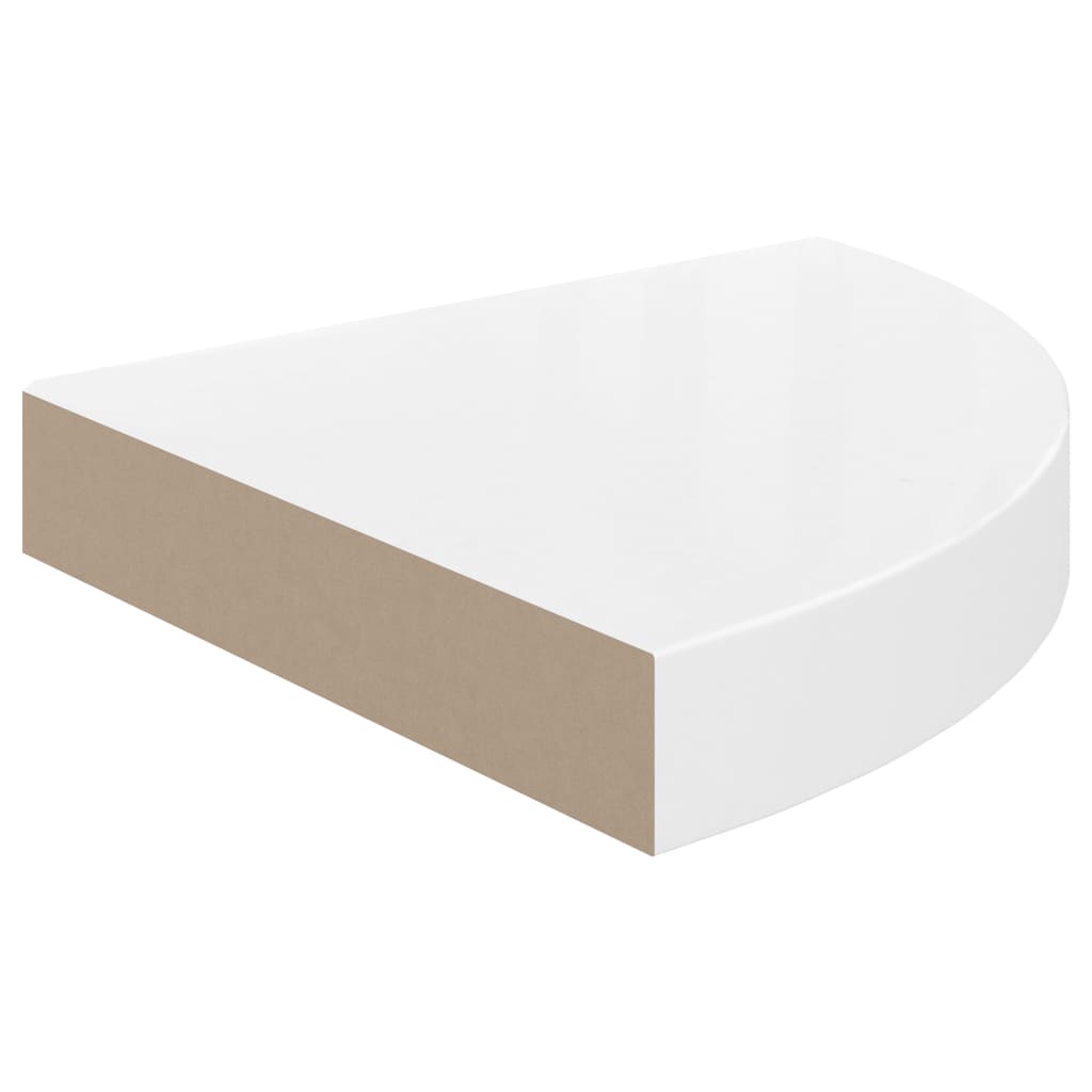 vidaXL Floating Corner Shelf High Gloss White 9.8"x9.8"x1.5" MDF