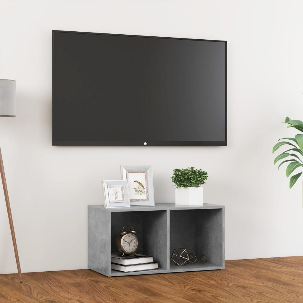 vidaXL TV Stand Concrete Gray 28.3"x13.8"x14.4" Engineered Wood