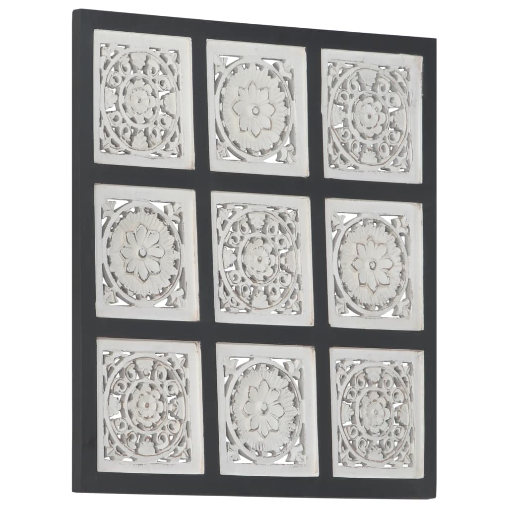 vidaXL Hand-Carved Wall Panel MDF 23.6"x23.6"x0.6" Black and White