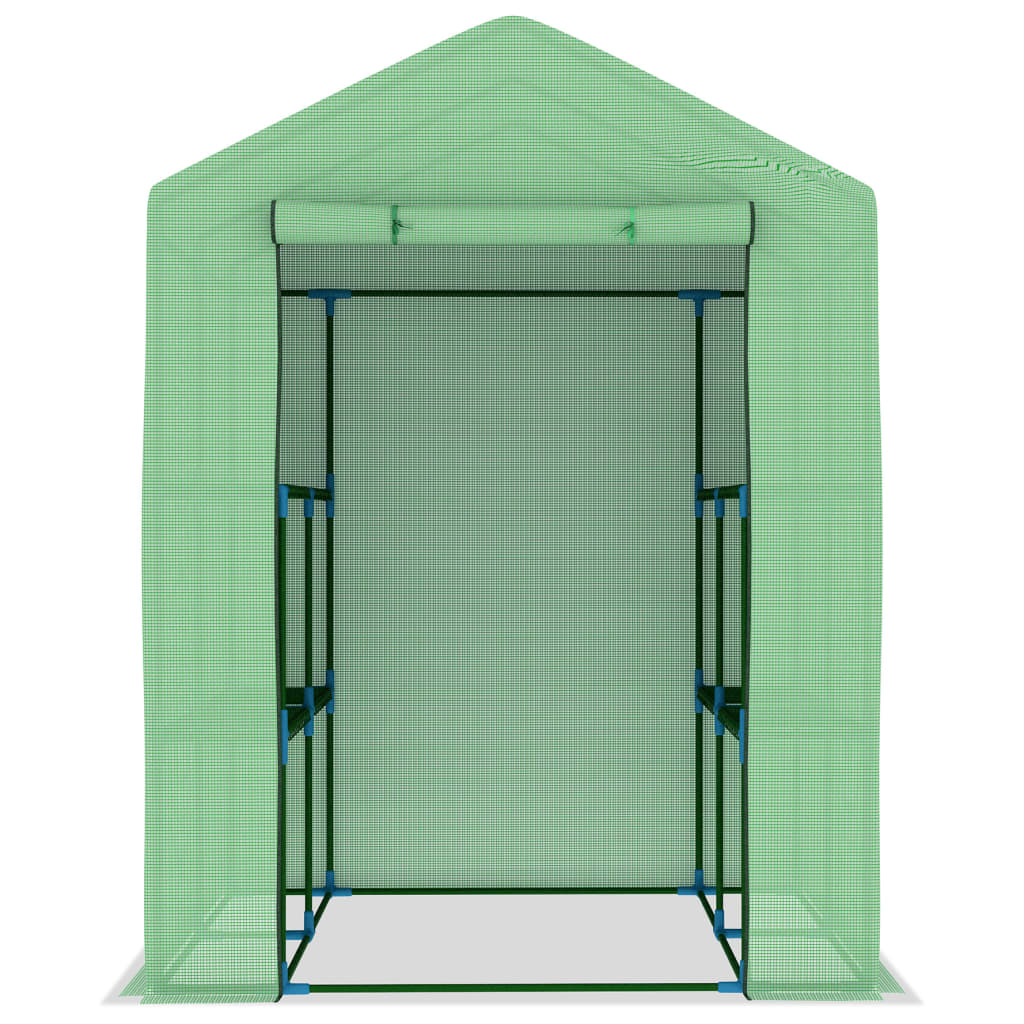 vidaXL Greenhouse with Shelves Steel 56.3"x56.3"x76.8"