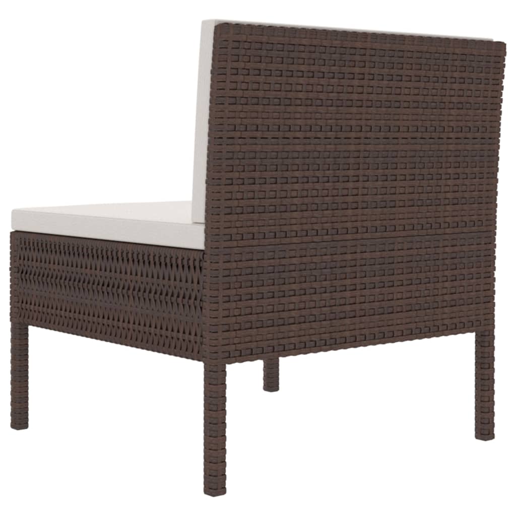 vidaXL Patio Chairs 3 pcs with Cushions Poly Rattan Brown