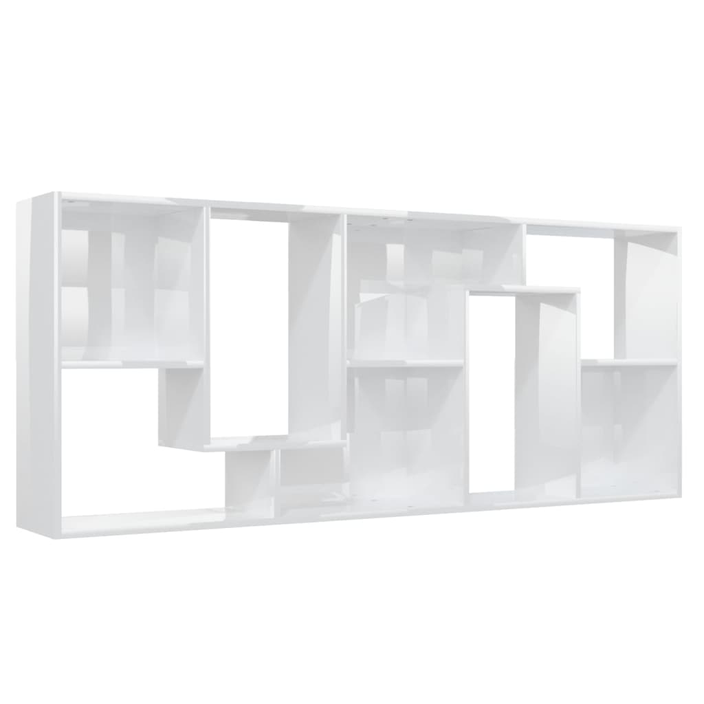 vidaXL Book Cabinet High Gloss White 26.4"x9.4"x63.4" Chipboard