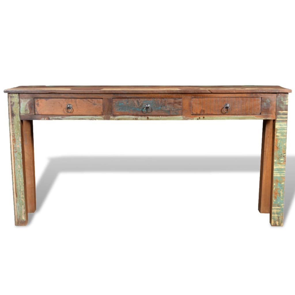 vidaXL Console Table with 3 Drawers Reclaimed Wood