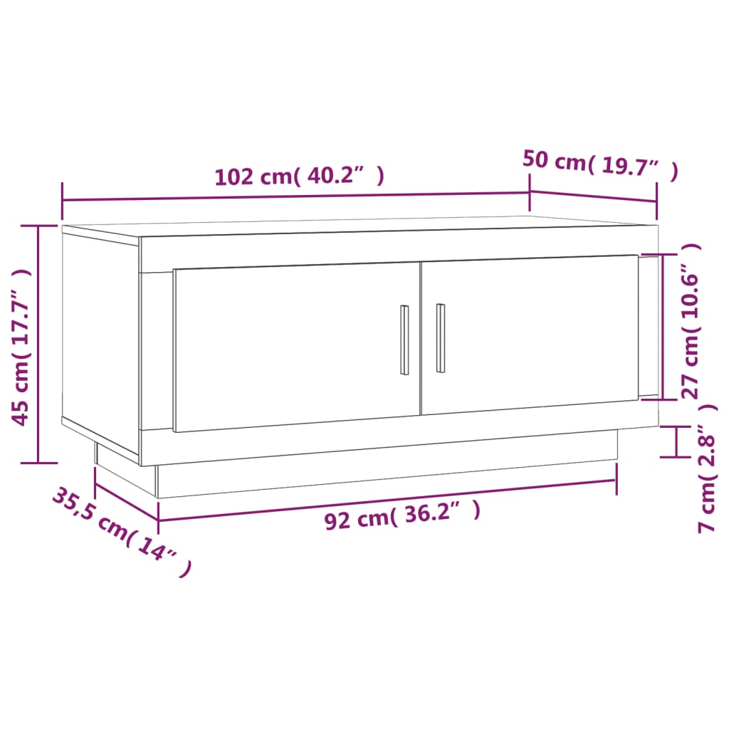 vidaXL Coffee Table High Gloss White 40.2"x19.7"x17.7" Engineered Wood