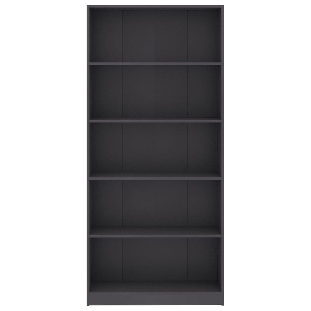 vidaXL 5-Tier Book Cabinet Gray 31.5"x9.4"x68.9" Engineered Wood