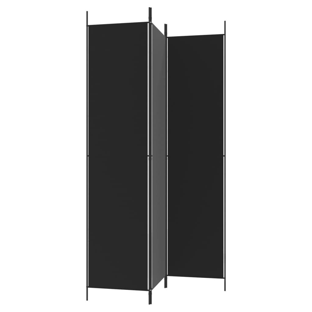 vidaXL 3-Panel Room Divider Black 59.1"x86.6" Fabric