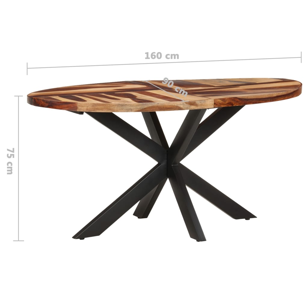 vidaXL Dining Table 63"x35.4"x29.5" Solid Acacia Wood with Sheesham Finish