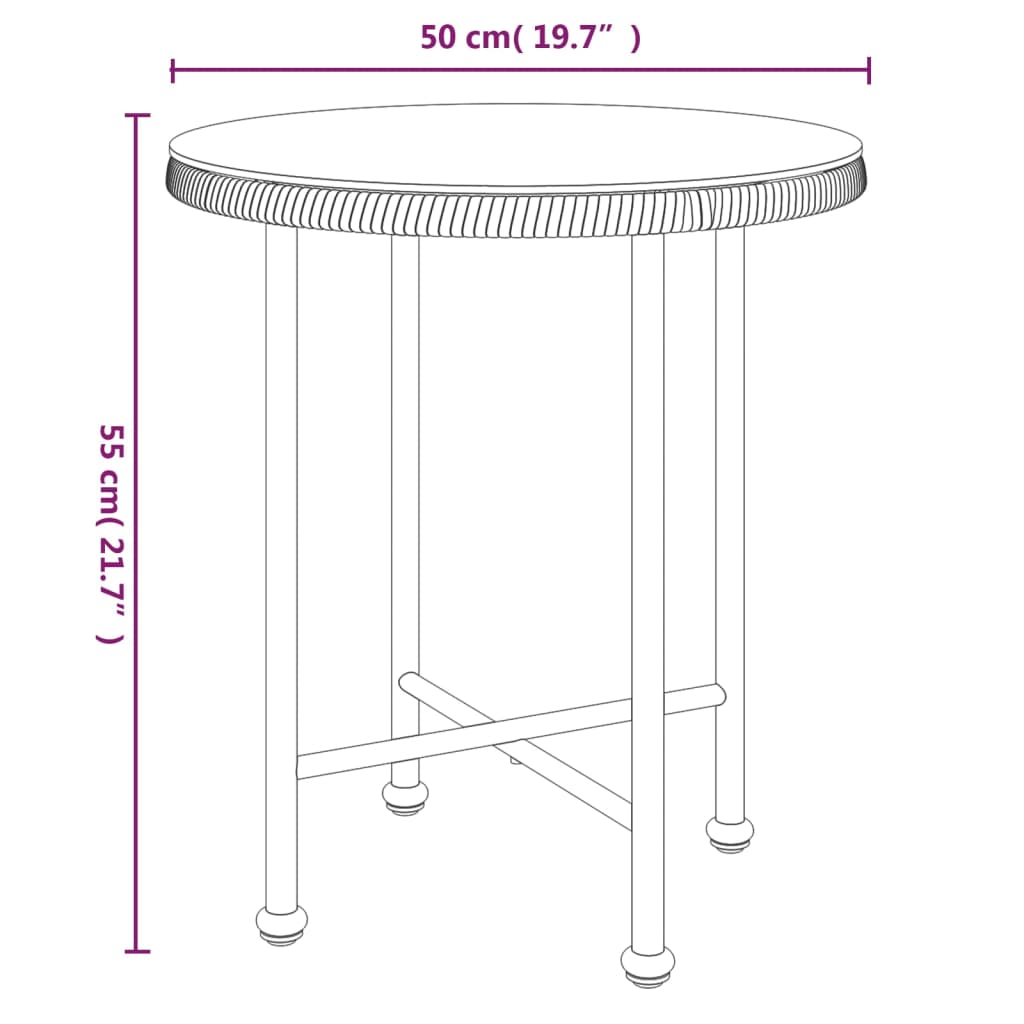 vidaXL Dining Table Ø19.7" Tempered Glass and Steel