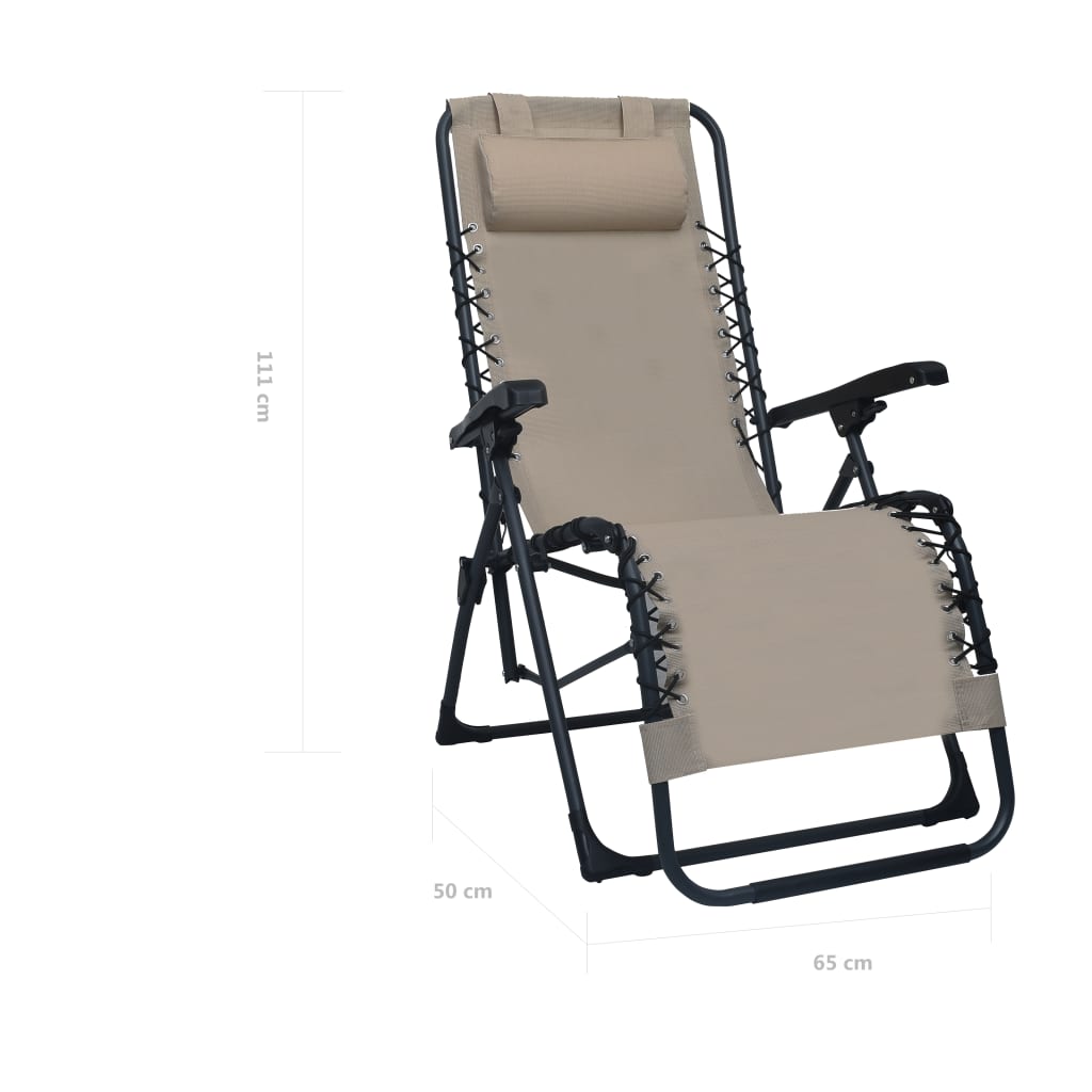 vidaXL Folding Deck Chair Taupe Textilene