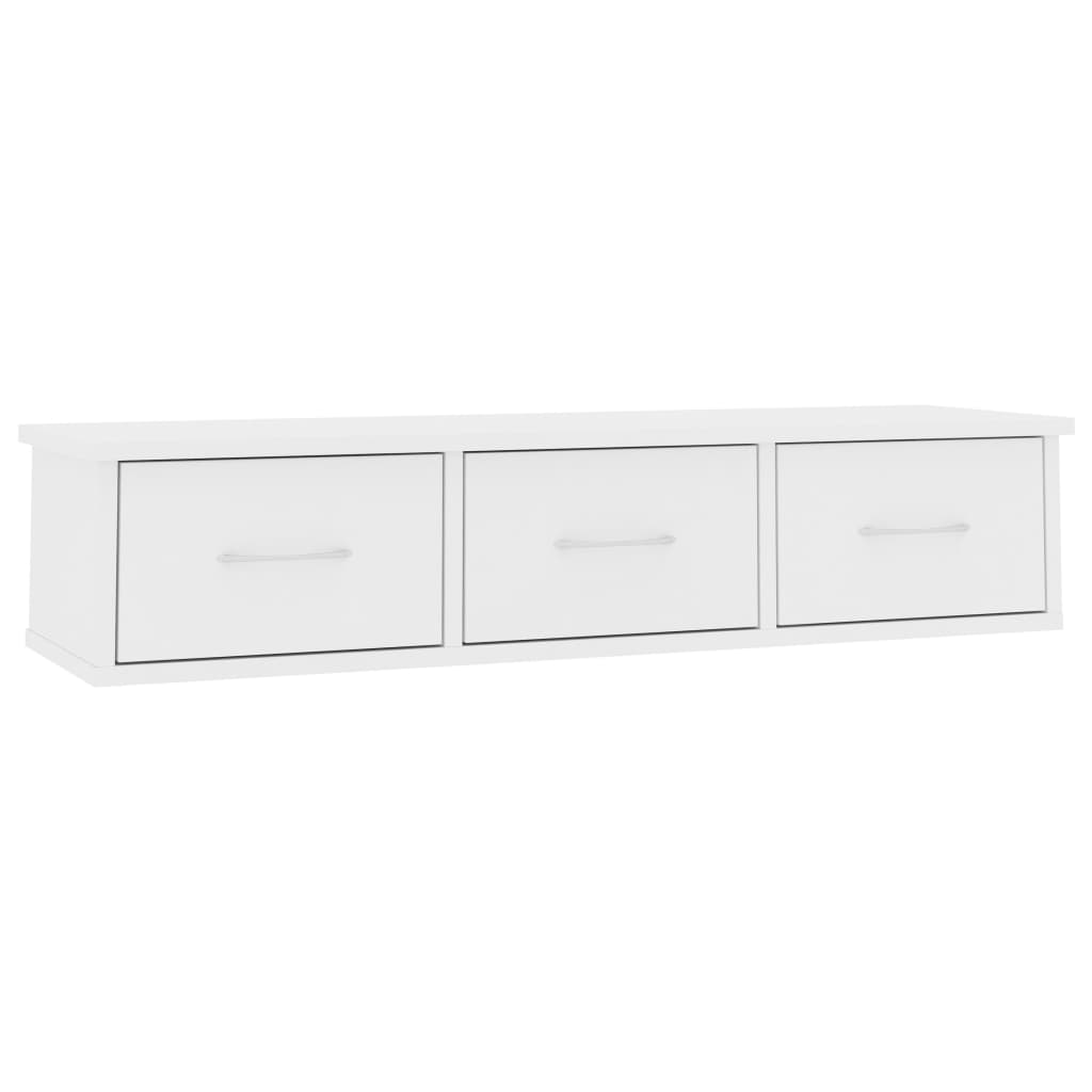 vidaXL Wall-mounted Drawer Shelf White 34.6"x10.2"x7.2" Chipboard