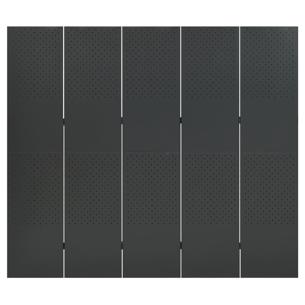 vidaXL 5-Panel Room Divider Anthracite 78.7"x70.9" Steel
