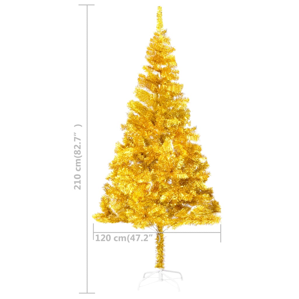 vidaXL Artificial Christmas Tree with LEDs&Stand Gold 82.7" PET