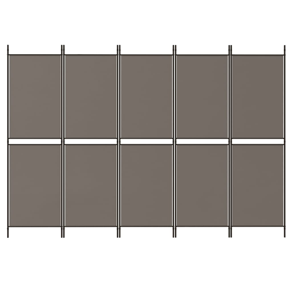 vidaXL 5-Panel Room Divider Anthracite 98.4"x70.9" Fabric