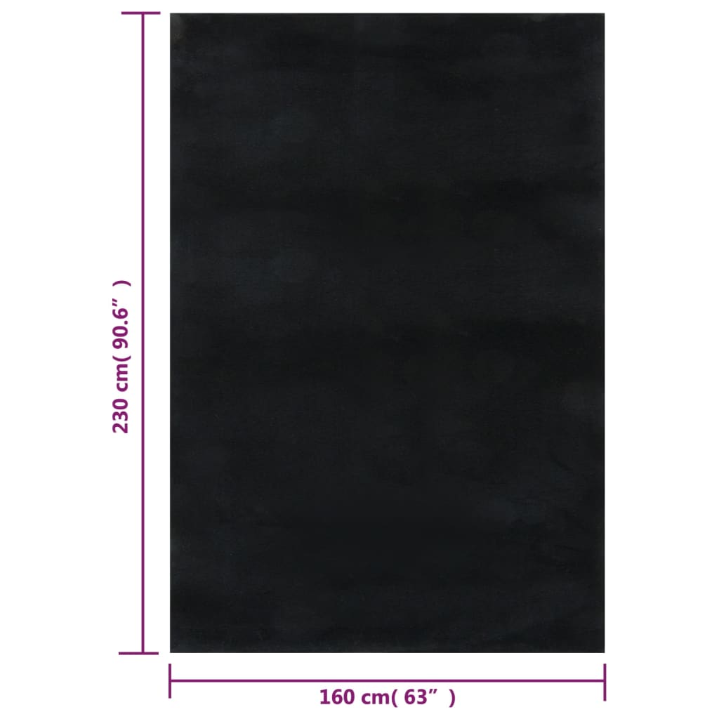 vidaXL Washable Rug Soft Shaggy Black 63"x90.6" Anti Slip