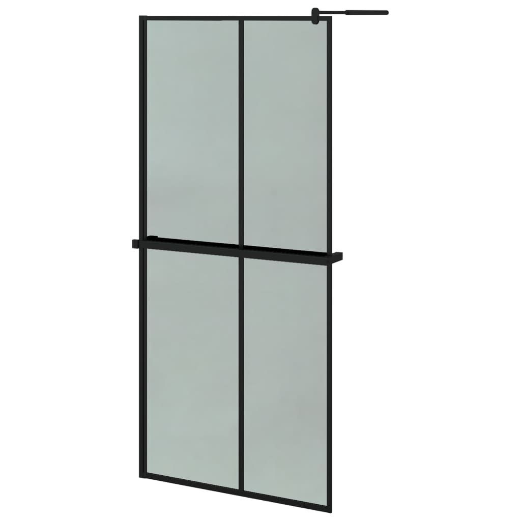 vidaXL Walk-in Shower Wall with Shelf Black 35.4"x76.8" ESG Glass&Aluminum