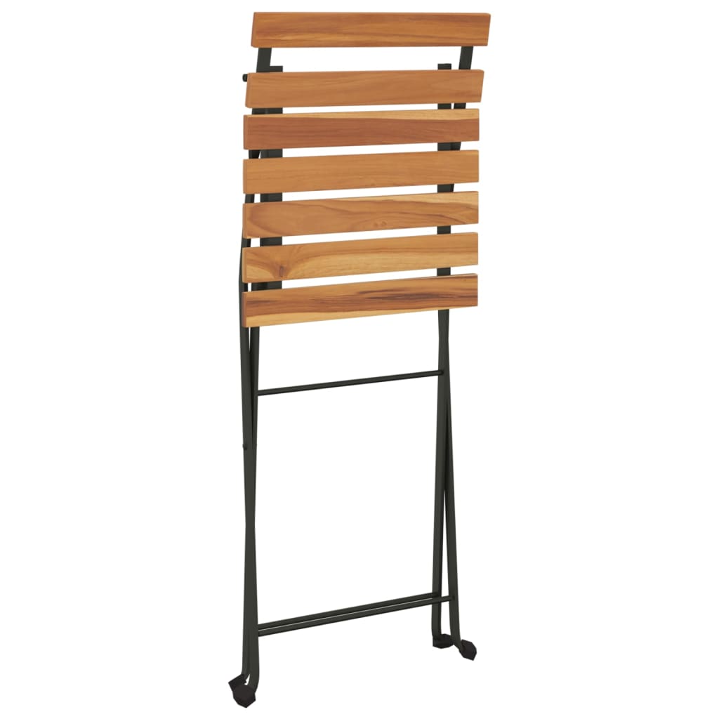 vidaXL Folding Bistro Chairs 2 pcs Solid Wood Teak and Steel
