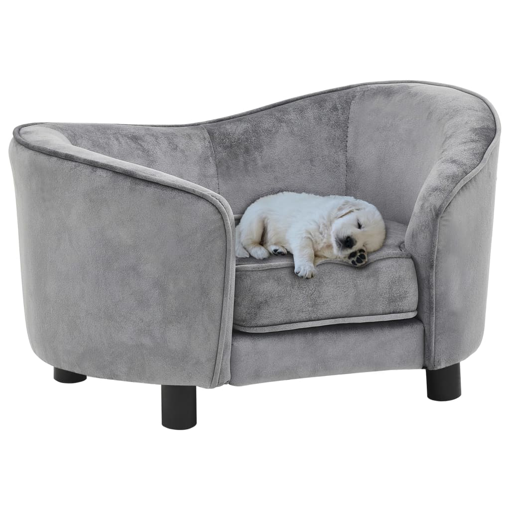 vidaXL Dog Sofa Gray 27.2"x19.3"x15.7" Plush