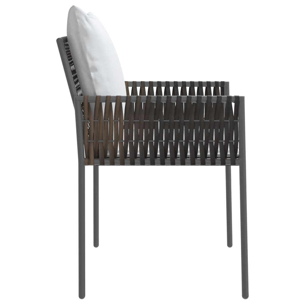 vidaXL Patio Chairs with Cushions 6 pcs Brown 21.3"x24"x32.7" Poly Rattan