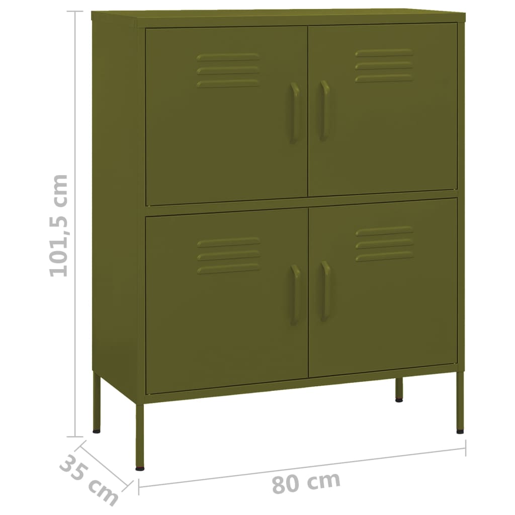 vidaXL Storage Cabinet Olive Green 31.5"x13.8"x40" Steel