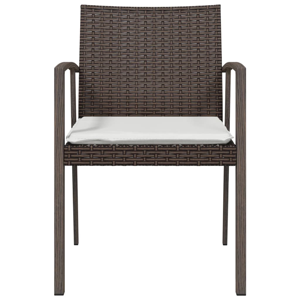 vidaXL Patio Chairs with Cushions 6 pcs Brown 22.2"x22.4"x32.7" Poly Rattan