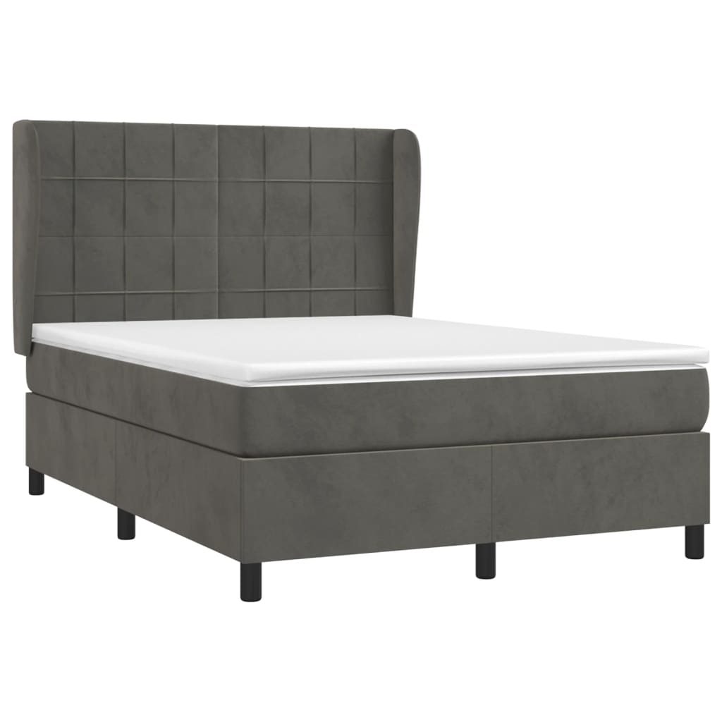 vidaXL Box Spring Bed with Mattress Dark Gray Full Velvet