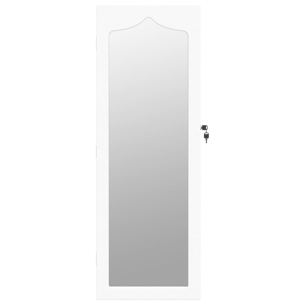 vidaXL Mirror Jewelry Cabinet Wall Mounted White 14.8" x 3.9" x 41.7"