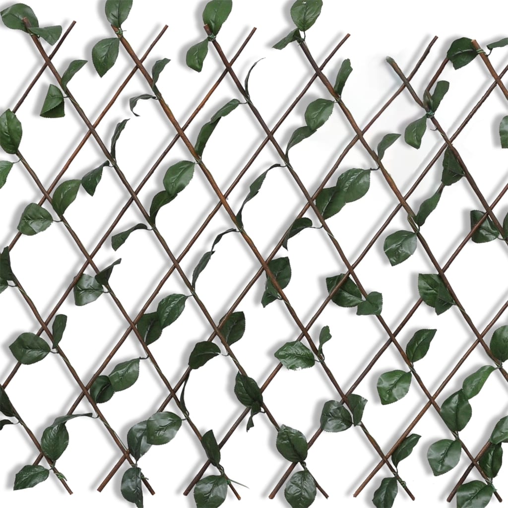 vidaXL Willow Trellis Fence 5 pcs with Artificial Leaves 70.8"x35.4"