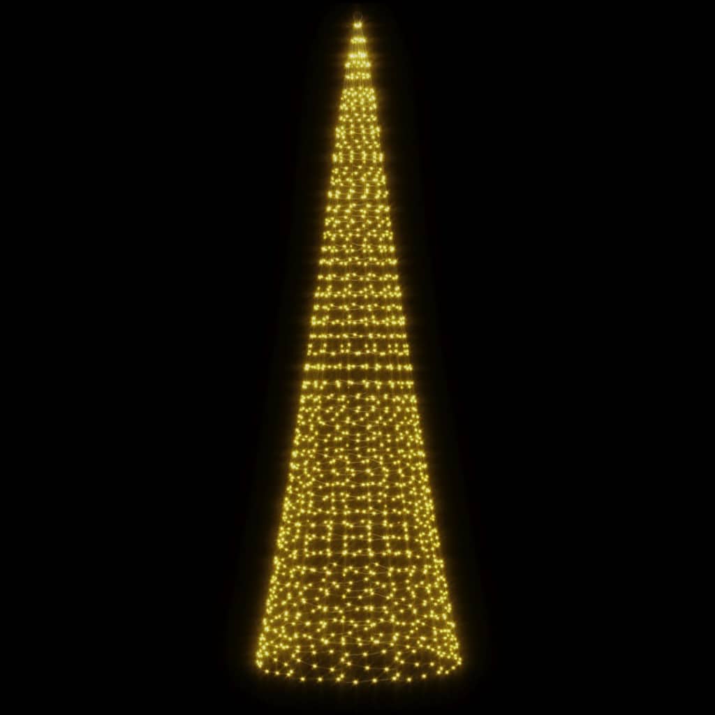 vidaXL Christmas Tree Light on Flagpole 1534 LEDs Warm White 196.9"
