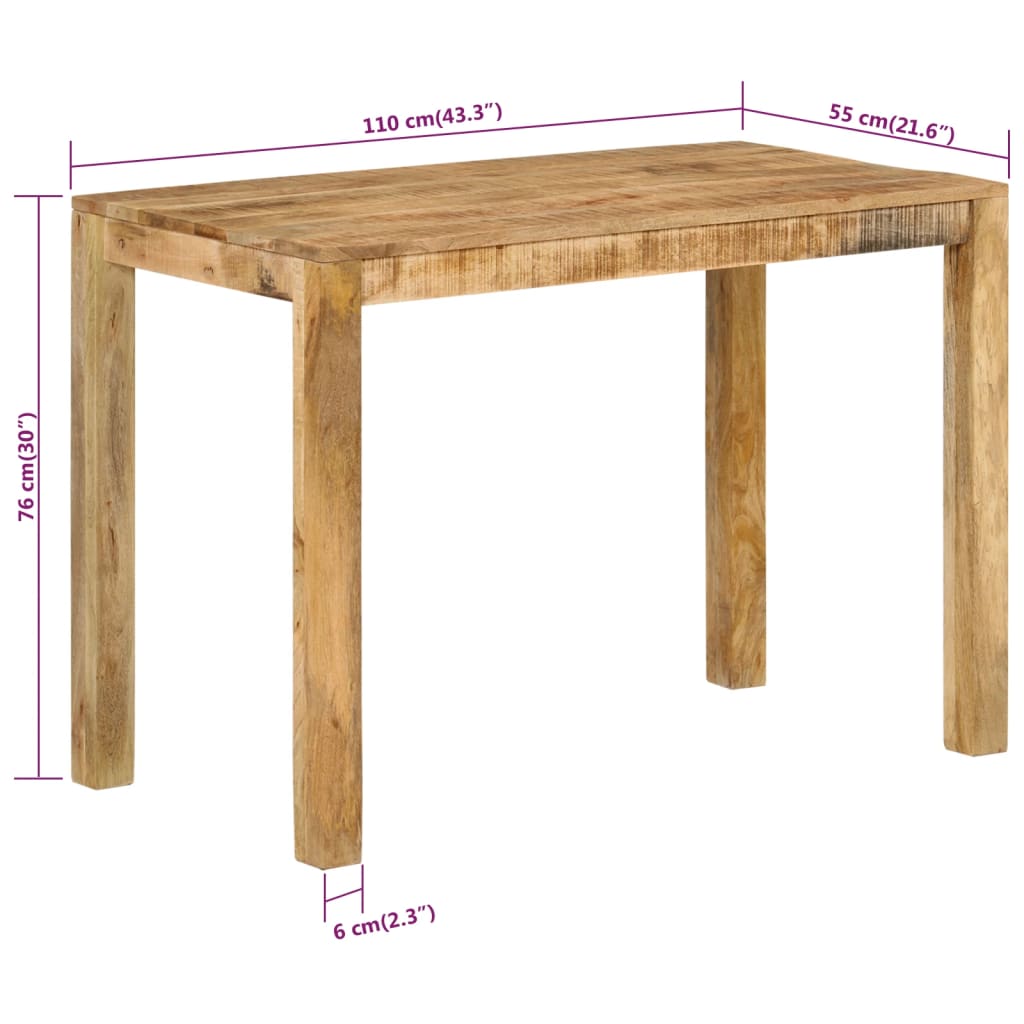 vidaXL Dining Table 43.3"x21.7"x29.9" Solid Wood Mango