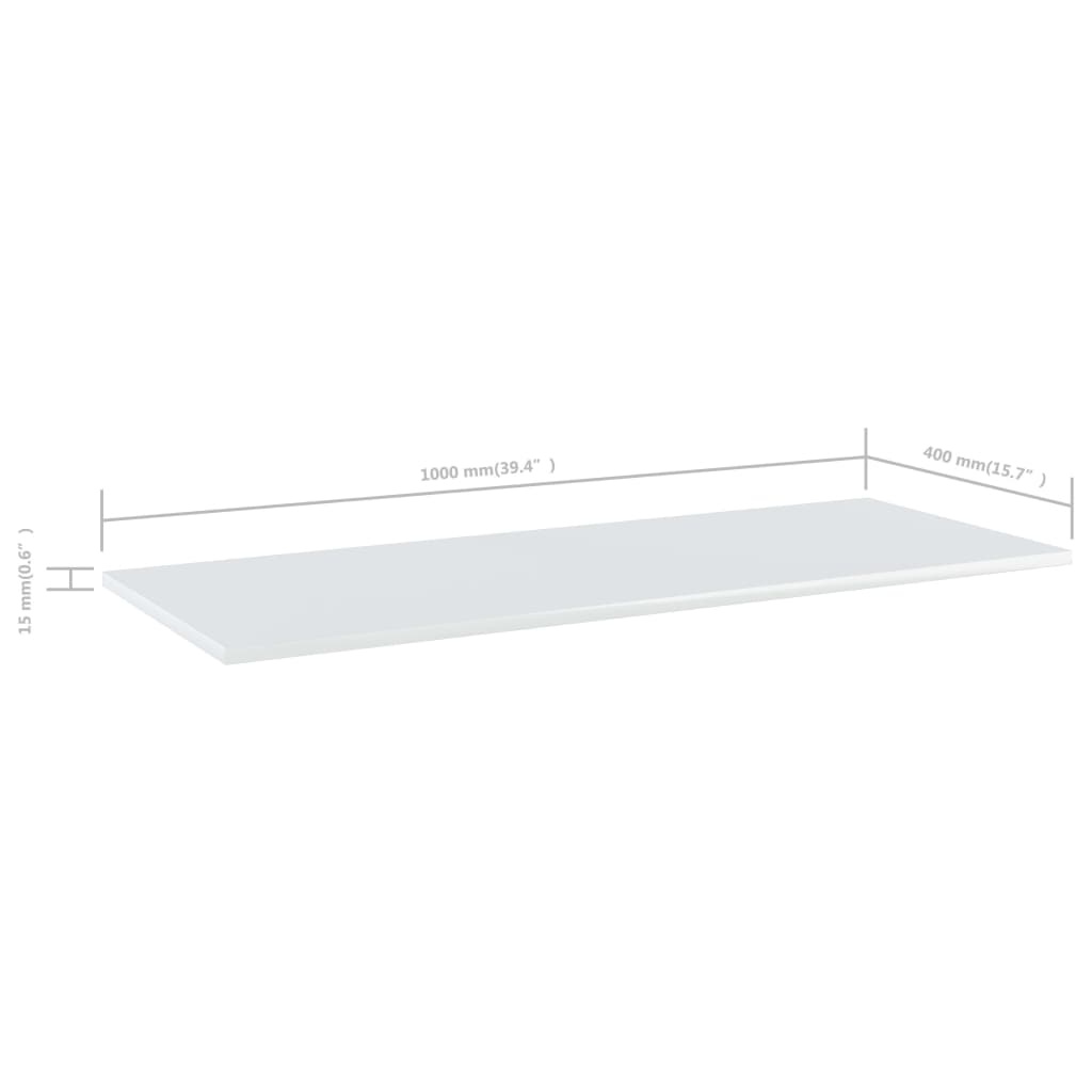 vidaXL Bookshelf Boards 4 pcs High Gloss White 39.4"x15.7"x0.6" Engineered Wood