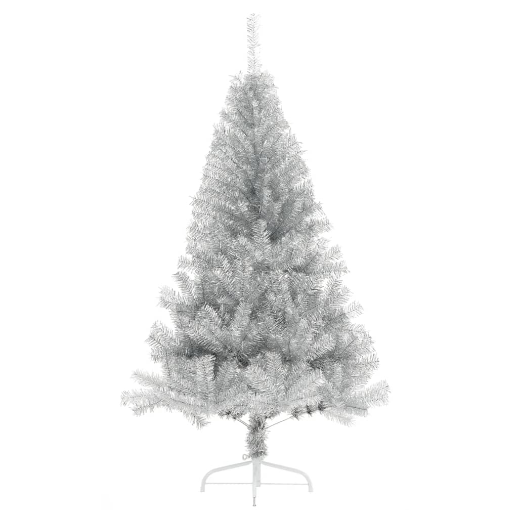 vidaXL Artificial Half Christmas Tree with Stand Silver 5 ft PET
