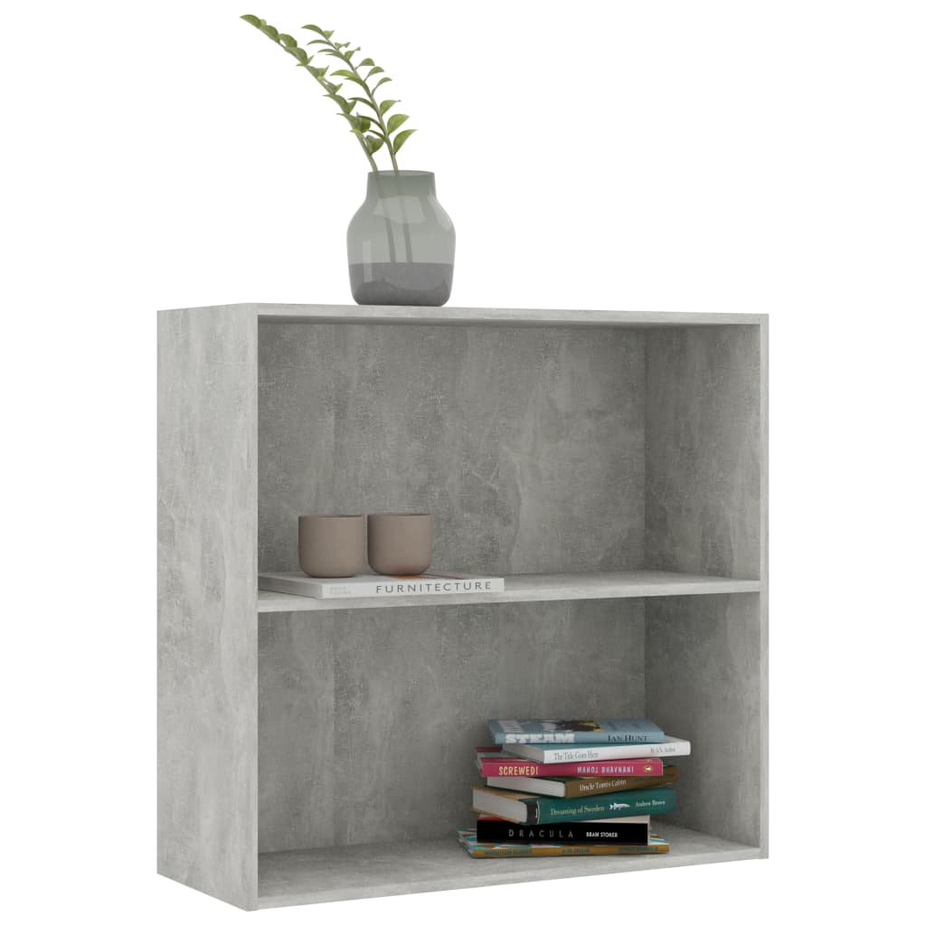 801003 vidaXL 2-Tier Book Cabinet Concrete Grey 80x30x76,5 cm Chipboard