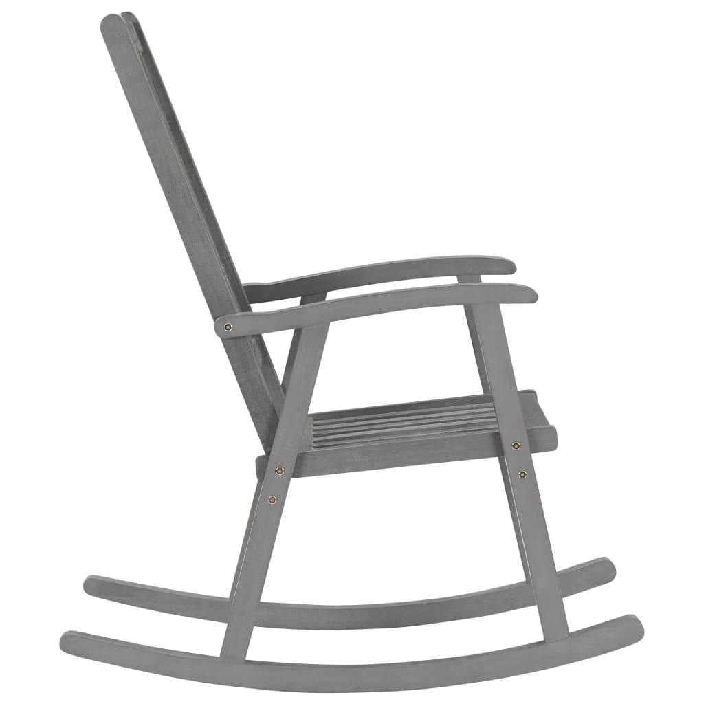3064209 vidaXL Rocking Chair with Cushions Grey Solid Acacia Wood (311845+43177)