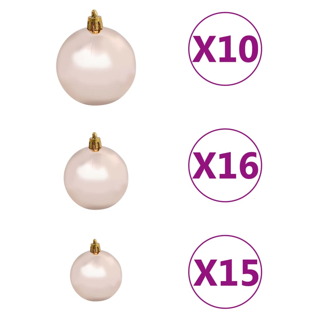 vidaXL Artificial Christmas Tree with LEDs&Ball Set Pink 94.5" PVC