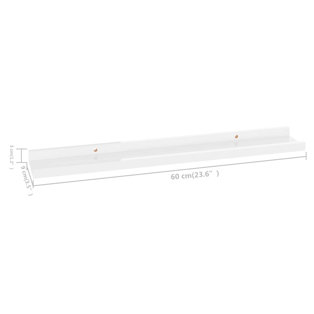 vidaXL Wall Shelves 2 pcs High Gloss White 23.6"x3.5"x1.2"