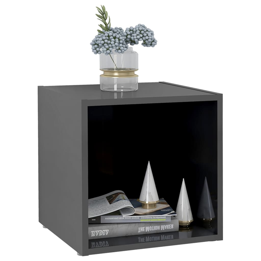 vidaXL TV Cabinets 2 pcs High Gloss Gray 14.6"x13.8"x14.6" Engineered Wood