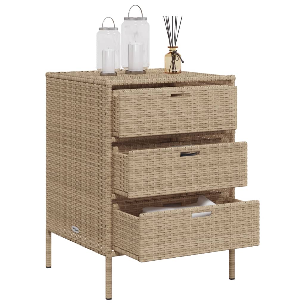 vidaXL Patio Storage Cabinet Beige 21.7"x23.2"x31.5" Poly Rattan