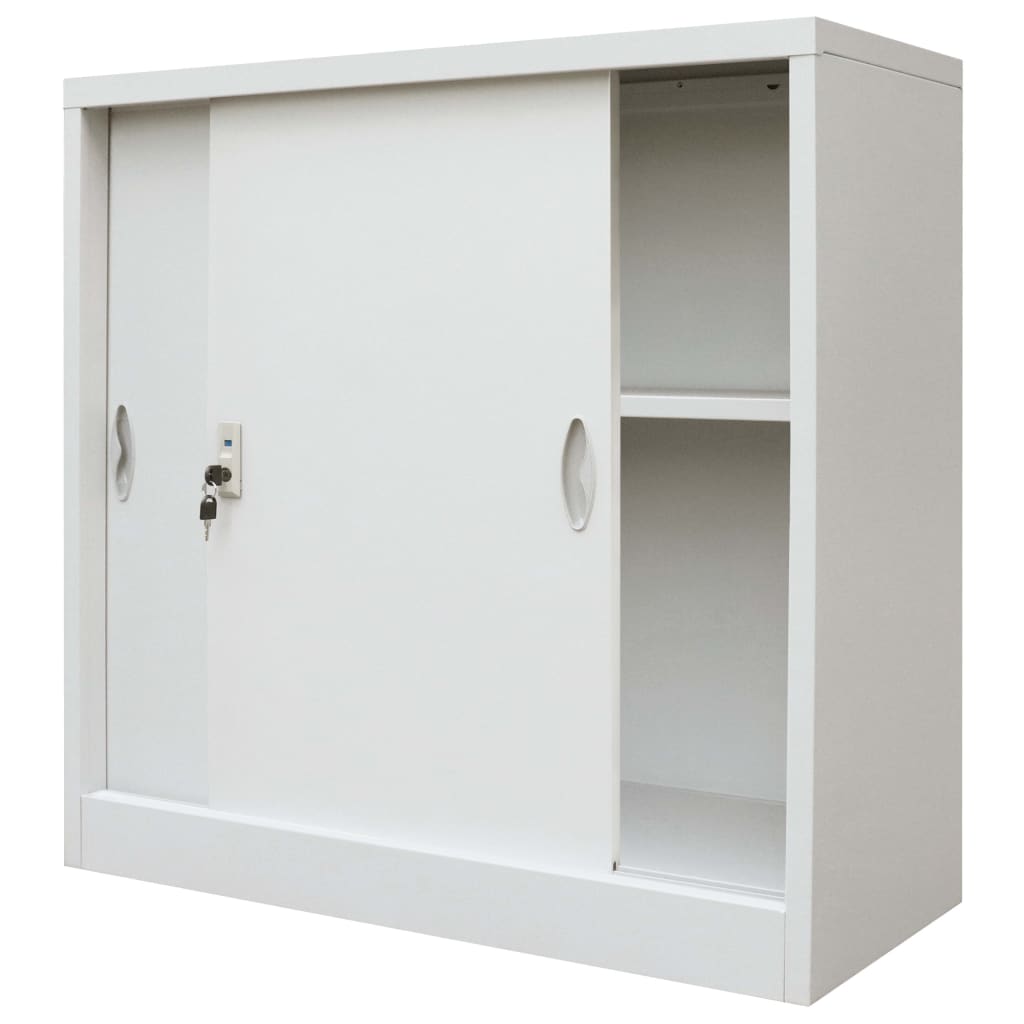 vidaXL Office Cabinet with Sliding Doors Metal 35.4"x15.7"x35.4" Gray