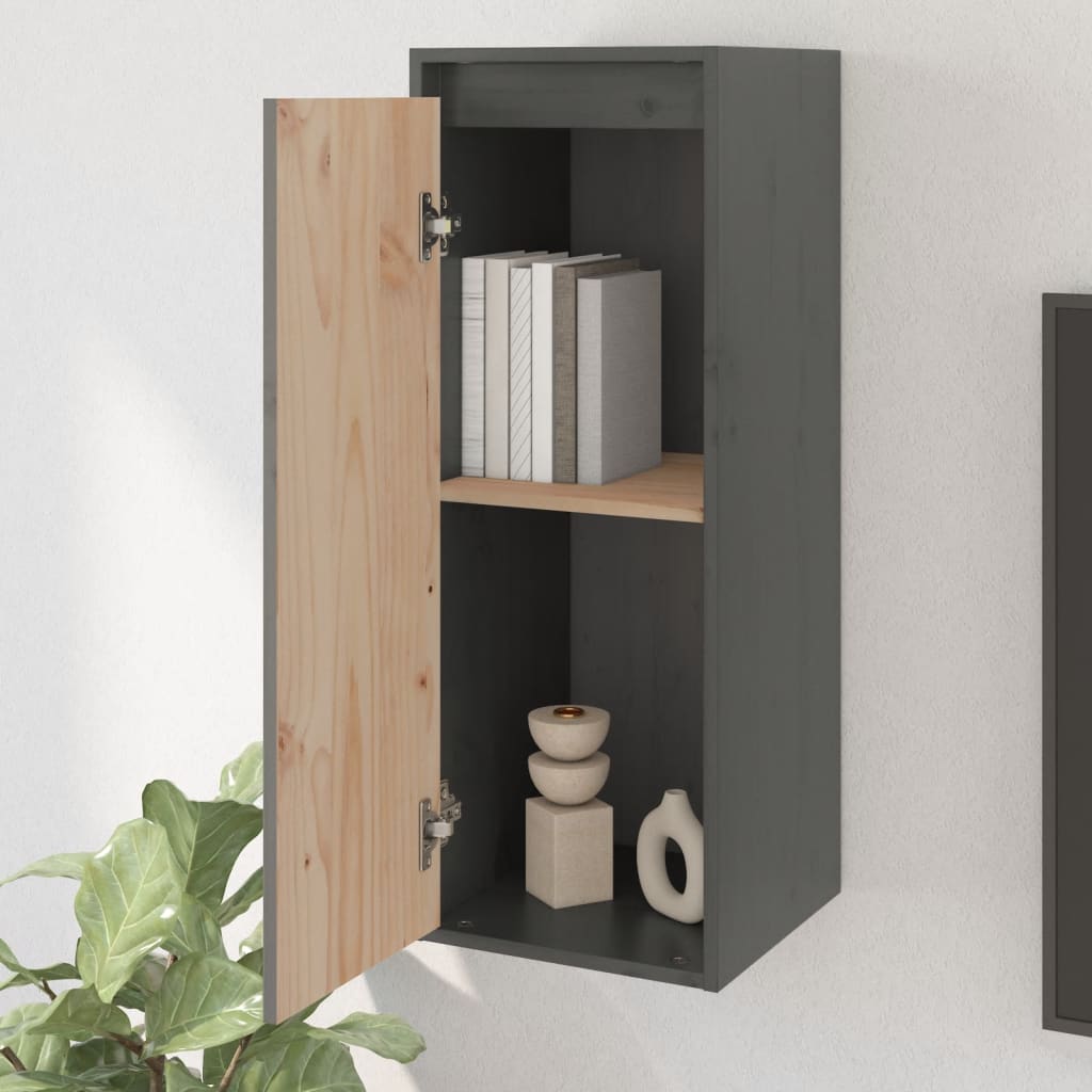 vidaXL Wall Cabinets 2 pcs Gray 11.8"x11.8"x31.5" Solid Wood Pine