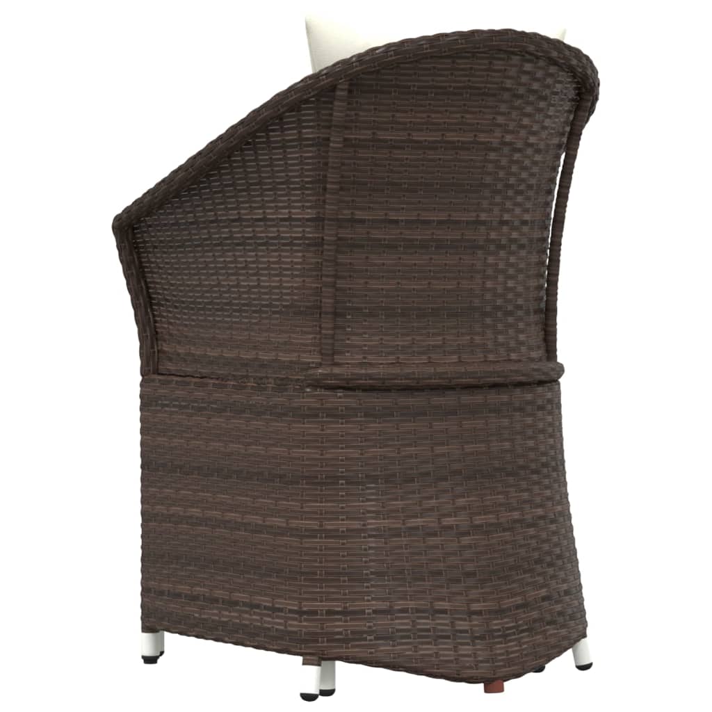 vidaXL 2 Piece Patio Lounge Set with Cushions Brown Poly Rattan