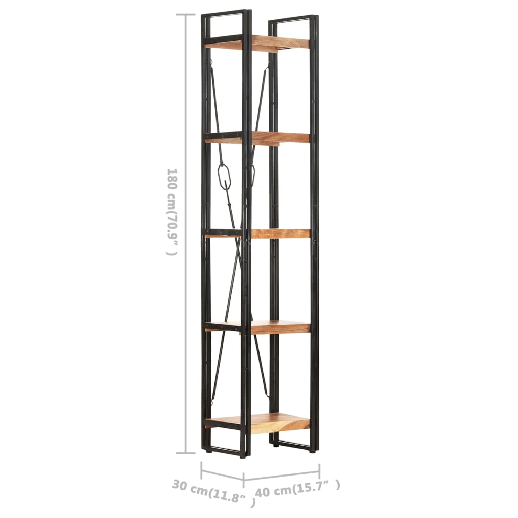 vidaXL 5-Tier Bookcase 15.7"x11.8"x70.9" Solid Acacia Wood