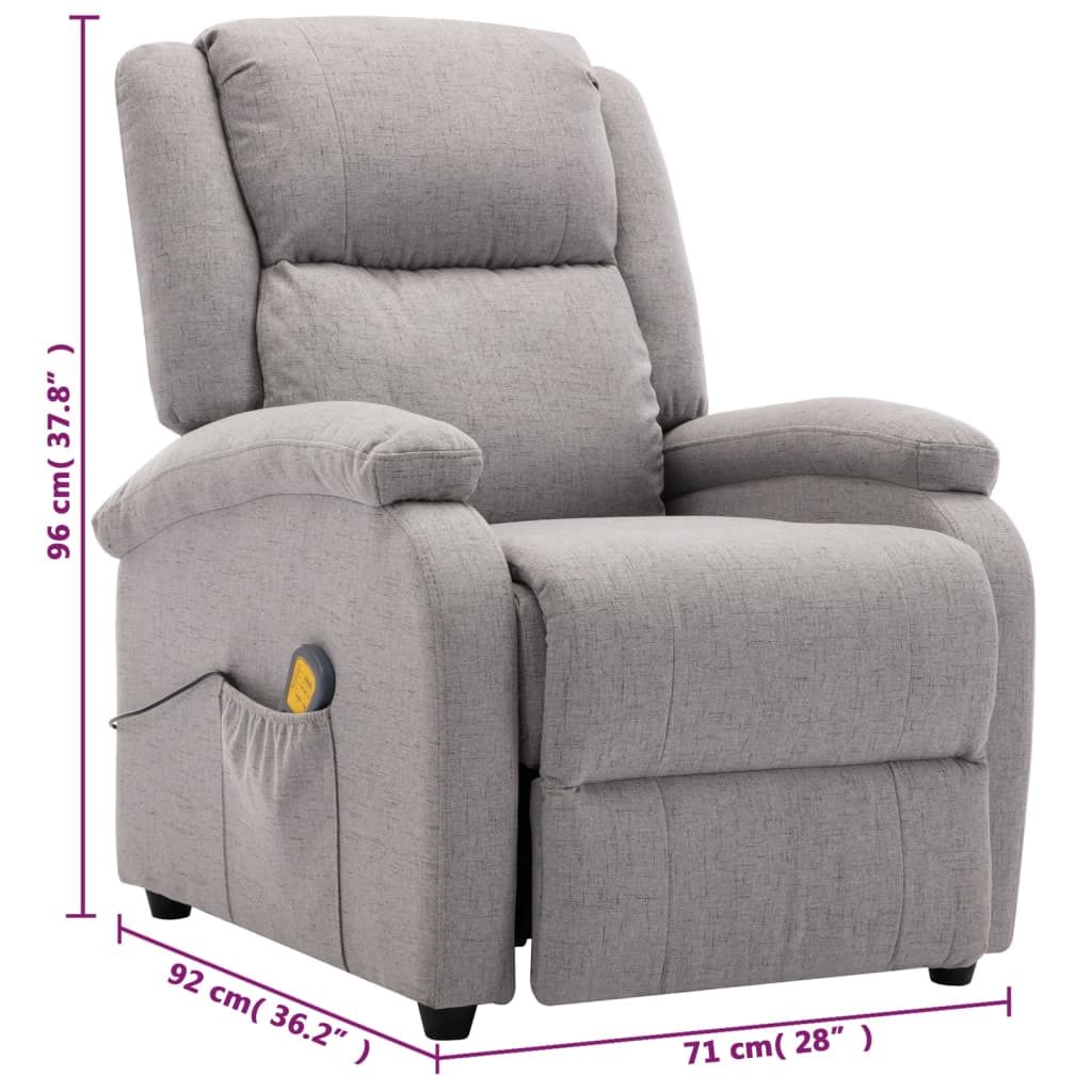 vidaXL Massage Chair Light Gray Fabric