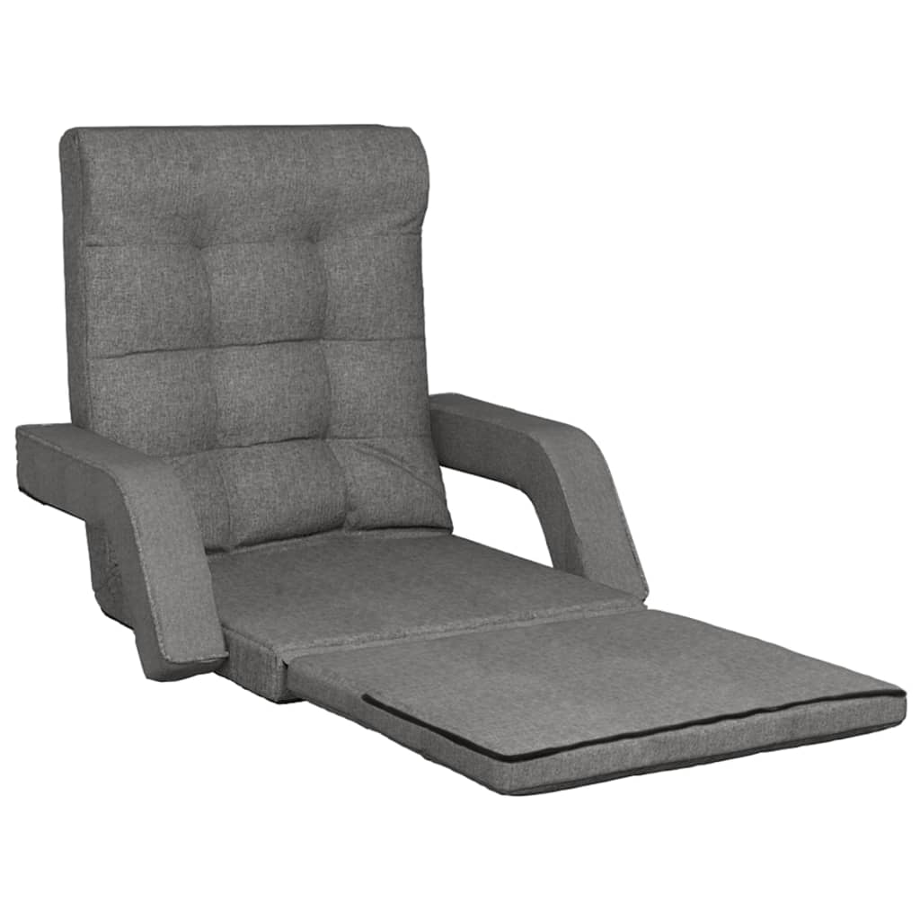 vidaXL Folding Floor Chair with Bed Function Light Gray Fabric